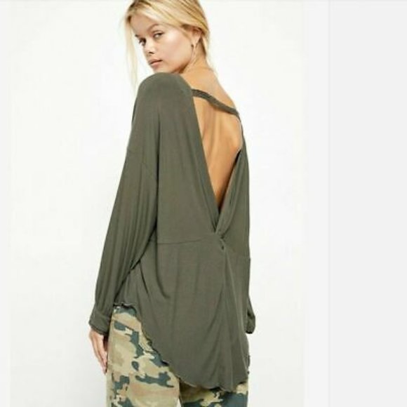 Free People Tops - Free People Army Shimmy Shake Top Sz M NWT